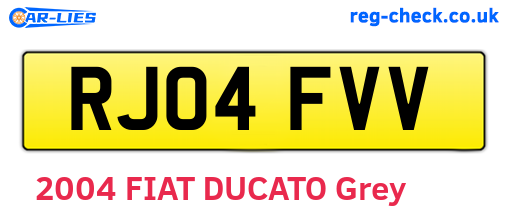 RJ04FVV are the vehicle registration plates.