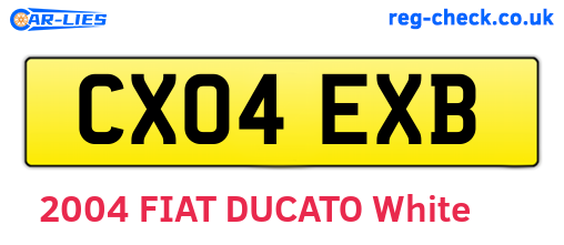 CX04EXB are the vehicle registration plates.