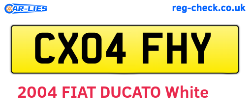 CX04FHY are the vehicle registration plates.