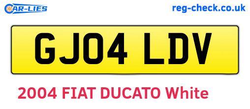 GJ04LDV are the vehicle registration plates.