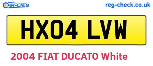 HX04LVW are the vehicle registration plates.