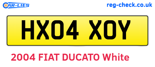 HX04XOY are the vehicle registration plates.