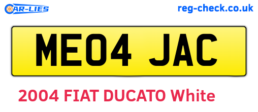 ME04JAC are the vehicle registration plates.