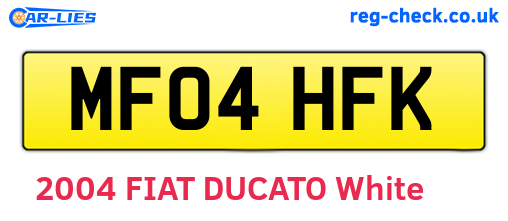 MF04HFK are the vehicle registration plates.