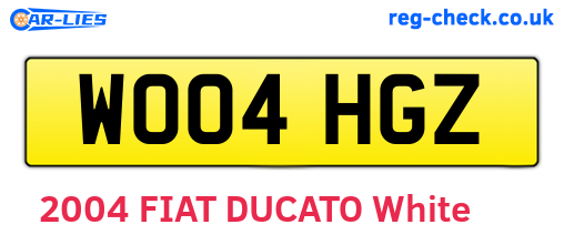 WO04HGZ are the vehicle registration plates.