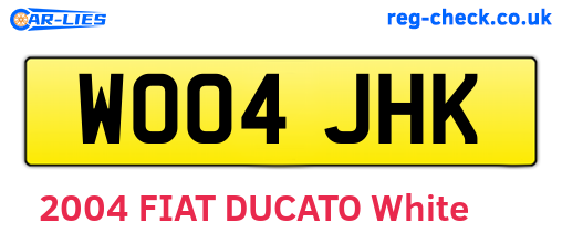 WO04JHK are the vehicle registration plates.