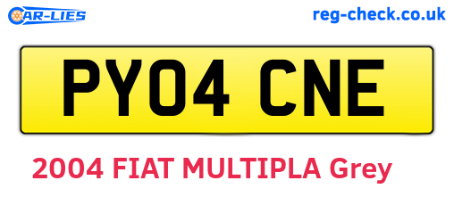 PY04CNE are the vehicle registration plates.