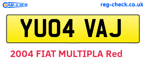 YU04VAJ are the vehicle registration plates.