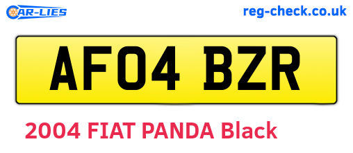 AF04BZR are the vehicle registration plates.