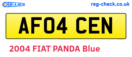 AF04CEN are the vehicle registration plates.