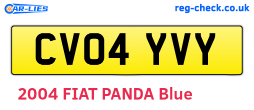 CV04YVY are the vehicle registration plates.