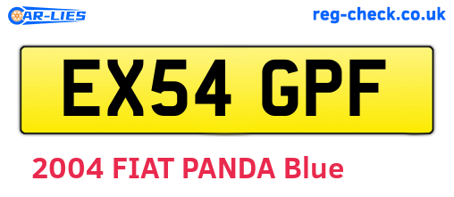 EX54GPF are the vehicle registration plates.