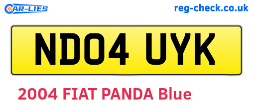 ND04UYK are the vehicle registration plates.