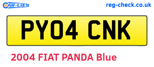PY04CNK are the vehicle registration plates.