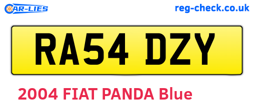 RA54DZY are the vehicle registration plates.