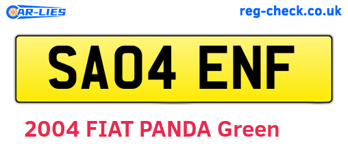 SA04ENF are the vehicle registration plates.