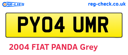 PY04UMR are the vehicle registration plates.