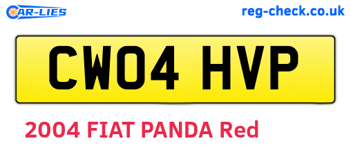 CW04HVP are the vehicle registration plates.