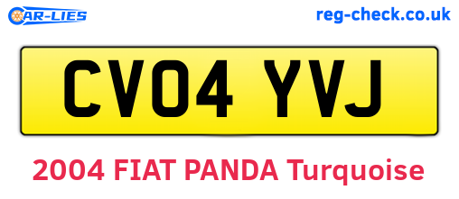 CV04YVJ are the vehicle registration plates.