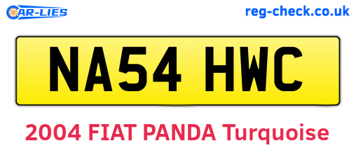 NA54HWC are the vehicle registration plates.