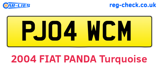 PJ04WCM are the vehicle registration plates.