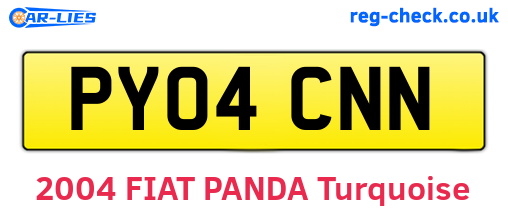 PY04CNN are the vehicle registration plates.