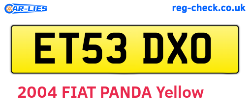 ET53DXO are the vehicle registration plates.