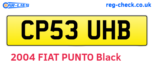 CP53UHB are the vehicle registration plates.