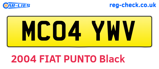 MC04YWV are the vehicle registration plates.