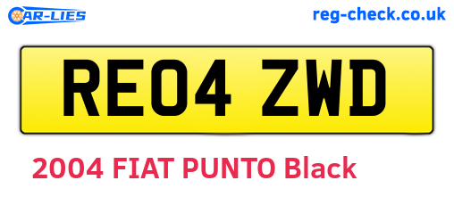 RE04ZWD are the vehicle registration plates.