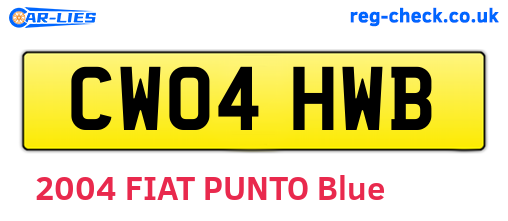 CW04HWB are the vehicle registration plates.
