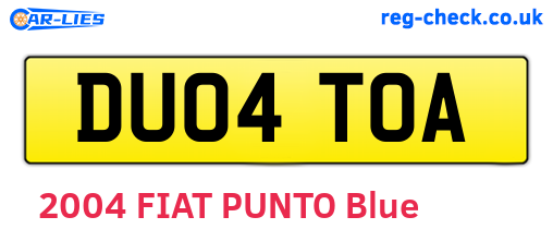 DU04TOA are the vehicle registration plates.