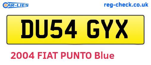 DU54GYX are the vehicle registration plates.