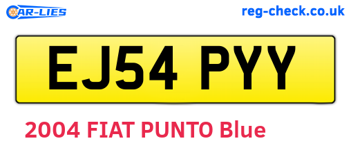 EJ54PYY are the vehicle registration plates.