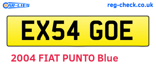 EX54GOE are the vehicle registration plates.