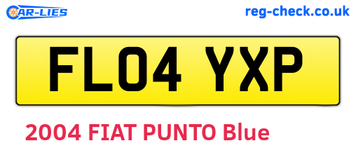 FL04YXP are the vehicle registration plates.