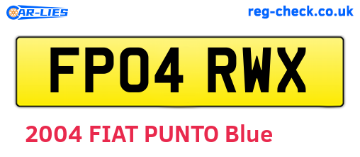 FP04RWX are the vehicle registration plates.