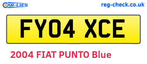 FY04XCE are the vehicle registration plates.