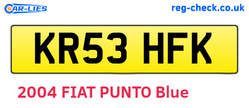 KR53HFK are the vehicle registration plates.