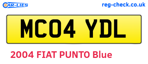 MC04YDL are the vehicle registration plates.