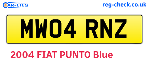 MW04RNZ are the vehicle registration plates.