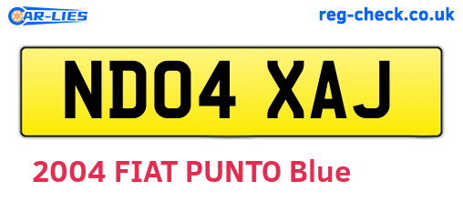ND04XAJ are the vehicle registration plates.