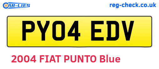 PY04EDV are the vehicle registration plates.