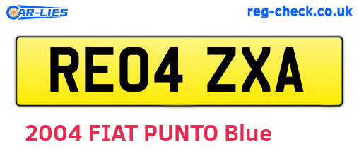 RE04ZXA are the vehicle registration plates.