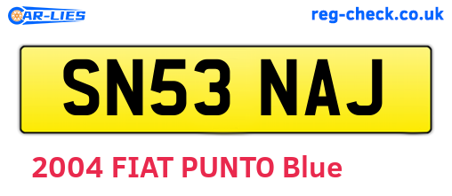 SN53NAJ are the vehicle registration plates.