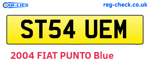 ST54UEM are the vehicle registration plates.