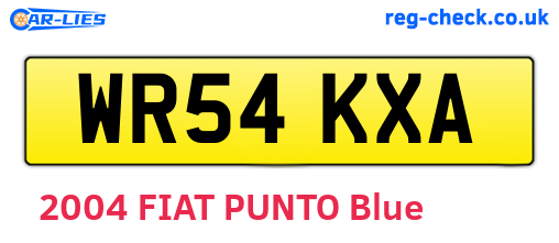 WR54KXA are the vehicle registration plates.