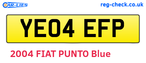 YE04EFP are the vehicle registration plates.