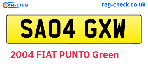 SA04GXW are the vehicle registration plates.