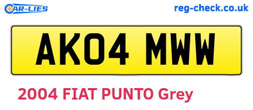 AK04MWW are the vehicle registration plates.
